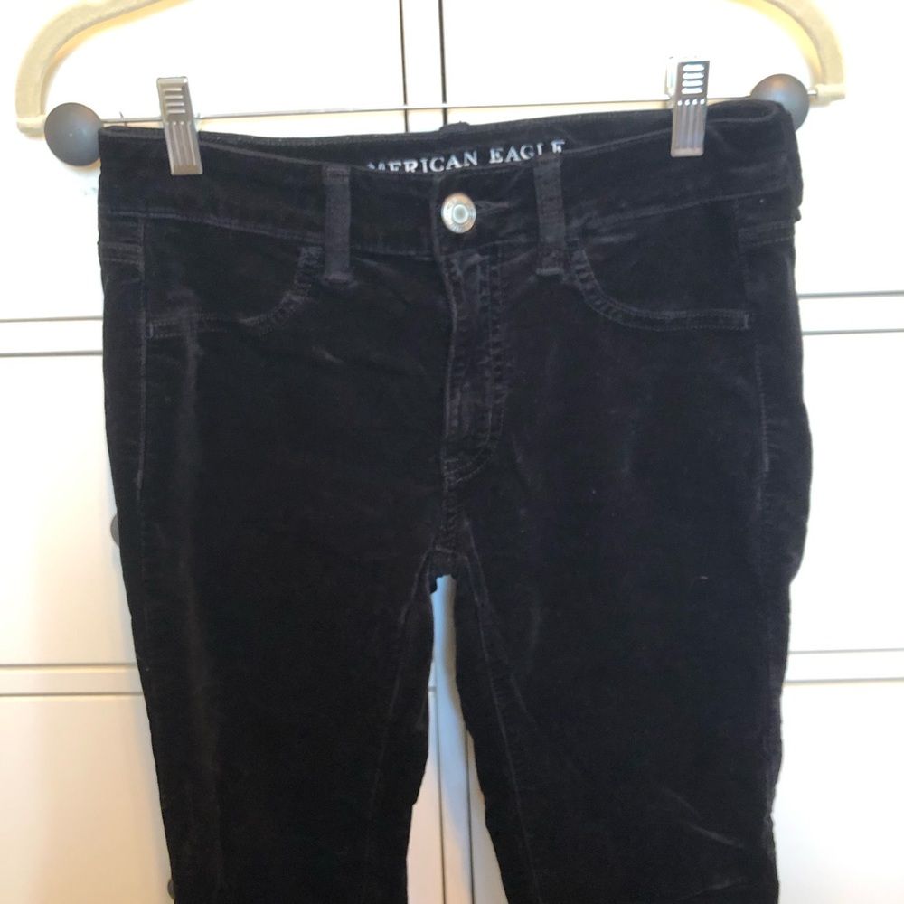 American Eagle Black Velvet Jeggings